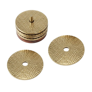Classic Square Brass Ribbed <b>Coasters</b> Premium Pleated <b>Gold</b> Metal Drink <b>Coasters</b> Set For Home Hotel Restaurant Decor Wholesale - Product Image 5