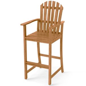 Sgabello da Bar Ergonomico per Esterni, Altezza Seduta 31 Pollici, Design a Doghe, Struttura in Legno, per Tavoli da Bar da 40-43 Pollici, Sedie da Bar Alte - Product Image 2