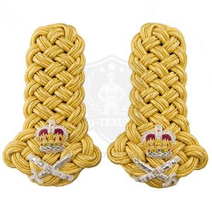 Al por mayor, insignias de hombro de alambre de oro para uniforme de General Mayor con estrella de corona y espadas cruzadas, personalizadas - Product Image 5