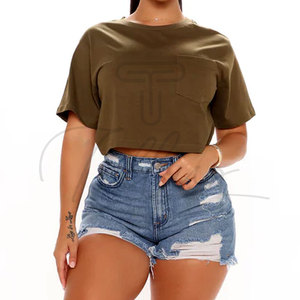 Women's Crop <b>Top</b> T-Shirt Short Sleeve Crew Neck Slim Fit Knitted Solid Color Casual Wear All Seasons Women's Crop <b>Top</b> T-shirts - Product Image 4