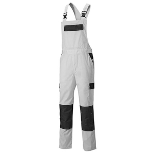 Combinaison de travail pour hommes, gris avec accents rouges, bretelles réglables, résistante à l'abrasion, uniforme en coton - Product Image 2