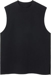 Camiseta sin mangas de punto vintage para hombre con lavado mineral - Top casual de cuello redondo tipo muscle tank, 100% algodón ecológico para gimnasio y verano - Product Image 2