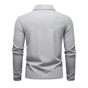 Polo de Manga Larga para Hombre, Textura Waffle, Color Crema Blanco Sólido, Corte Ajustado, Casual, de Alta Calidad, Fabricante de Camisetas Polo de Golf - Product Image 5