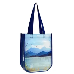 Многоразовая сумка для покупок Lululemon с индивидуальным цветом и логотипом, переработанный полипропиленовый нетканый материал, оптовая продажа, высокое качество, 2024 VN
