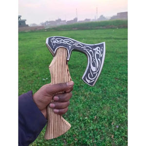 Hacha de Pizza Burraq Industrial, Hecha a Mano, de Acero al Carbono, con Mango de Madera de Palisandro y Funda de Cuero, de 10 Pulgadas, para Caza al Aire Libre - Product Image 3