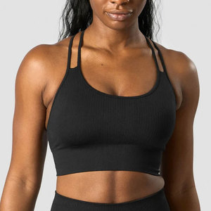 Sujetador deportivo acanalado para mujer con espalda cruzada, transpirable, acolchado, de ajuste ceñido y alta elasticidad, para yoga, gimnasio, fitness y actividades al aire libre - Product Image 1