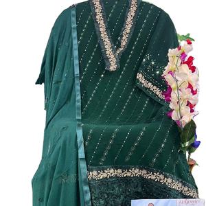 Venta en línea de traje paquistaní Georgette pesado con trabajo bordado Ropa india y pakistaní - Product Image 1