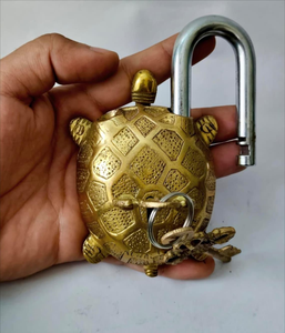 Cadenas en laiton plaqué or en forme de tortue avec clés, cadenas décoratif de qualité supérieure en forme d'animal au design vintage élégant - Product Image 6