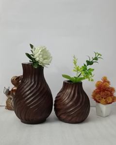 Maceta de flores de granja Vintage de lujo moderno, madera de mango tallada a mano, marrón oscuro, superventas para el hogar, decoración navideña - Product Image 6