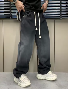 Washed Vintage Baggy Pants Men Sport Casual Straight Sweatpants Male Elastic waist Y2k Wide leg Oversize <b>Trousers</b> - Product Image 4