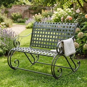 KHP European Style Wrought Iron Rocking <b>Swing</b> <b>Bench</b> Weather-Resistant Antique Metal Patio 2-Seater for Porch - Product Image 4