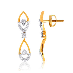 Premium Two Tone Gold and Silver Teardrop <b>Dangle</b> <b>Earrings</b> with Round Sparkling Stone Halo Design for Women Fashion Jewelry - Product Image 3