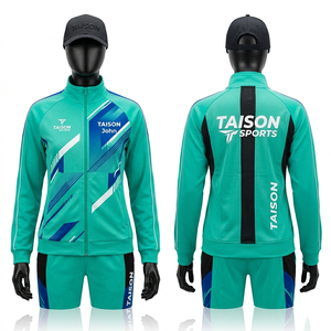 Survêtement de badminton pour femmes, tissu polyester premium 300 GSM, panneaux contrastés vert et rose, logo imprimé par transfert thermique - Product Image 5