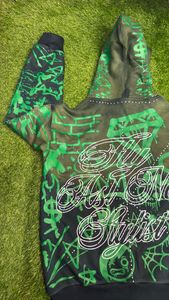 Latest Design Men <b>Overall</b> Screen Print Hoodies Bulk Quantity Rhinestone Streetwear Zip Up Hoodie for Men - Product Image 4
