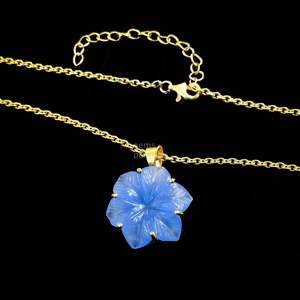 Colgante de Flor de Calcedonia Azul AAA, Collar de Flor de Cristal para Mujer, Colgante de Gema de Calcedonia Azul Tallado a Mano, Venta al por Mayor - Product Image 4