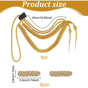 Aiguillettes en fil de broderie OEM pour uniformes de service, cordons en fil de broderie pour événements, aiguillettes de haute qualité avec pointes dorées brillantes - Product Image 2