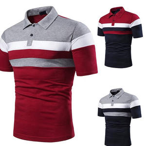 เสื้อยืดลายทางโปโลสำหรับผู้ชายเสื้อยืดปักลายและปรับแต่งโลโก้ได้ตามต้องการ - Product Image 1