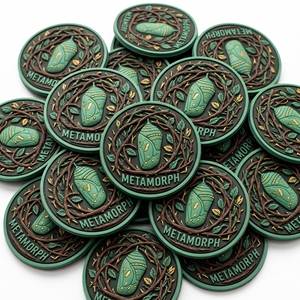 Parches de PVC Metamorf, Insignias Botánicas de Crisálida, Emblemas Redondos de Silicona para Ropa de Estilo de Vida al Aire Libre, Venta al por Mayor Directa de Fábrica - Product Image 1
