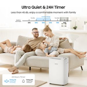 Déshumidificateur de panneau de commande tactile intelligent de 120 pintes pour grandes pièces 6500 pieds carrés pour sous-sol salon espaces de lavage de voiture tuyau de vidange - Product Image 6