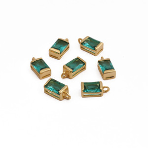 Gold Plated Rectangle Apatite Quartz Charms <b>Emerald</b> Cut Channel Setting Jewelry <b>Pendants</b> Unisex Classic Style - Product Image 3