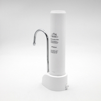 Puricom Purificateur d'eau domestique en plastique au design simple pour robinet de cuisine, filtre PP&Carbone 5,0 microns 100 GPD, garantie 1 an
