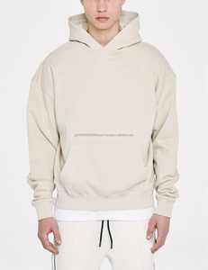 Mode 600 gsm français éponge hommes à capuche sans cordon blanc sweats à capuche lourds fabricants de sweat à capuche de haute qualité - Product Image 1