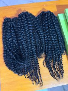 Extensions de cheveux naturels noirs vierges, bouclés style bébé, double trame, cheveux Remy vietnamiens, sans colle, densité 100% - Product Image 2
