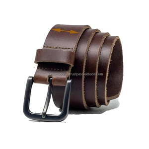 Cinturón informal de cuero de moda para hombres de alta calidad con hebilla de una sola punta de níquel negro resistente - Product Image 1