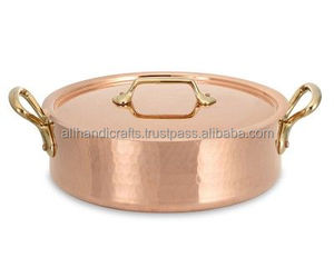 Ali Handicrafts – Plat à curry haut de gamme en cuivre pur martelé, écologique, fait main, avec couvercle en acier inoxydable - Product Image 3