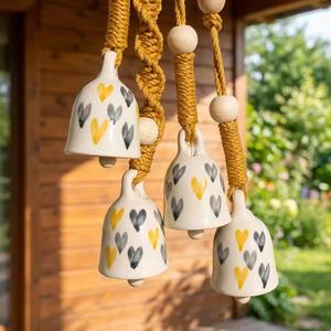 Ensemble d'ornements en céramique faits à la main, clochettes traditionnelles à suspendre, clochettes peintes à la main, décoration murale multicolore - Product Image 2