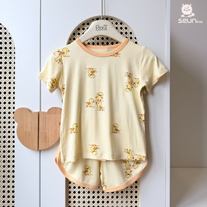 Ensemble de vêtements pour enfants, garçons et filles, imprimé en viscose, manches courtes, respirant, vêtements d'été, fabriqué au Vietnam, confort toute la journée - Product Image 5