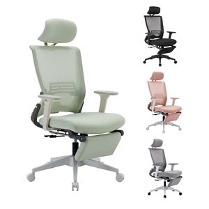 Sedia da Ufficio con Schienale Alto, Braccioli 2D e Poggiapiedi, Funzione di Inclinazione fino a 128 Gradi, Colore Verde - Product Image 3