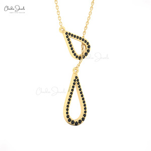 Nouveau collier à pendentif en diamant noir naturel 0,31 CTW, or massif 14 carats, double maillon, provenant d'un fournisseur vérifié - Product Image 3