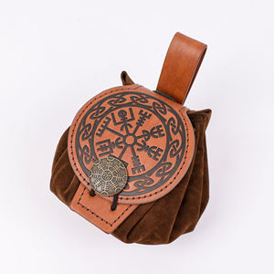 Handmade Leather <b>Dice</b> Bag Round Embossed Nordic Design DND RPG <b>Dice</b> Storage Classic Style Adult Use - Product Image 5