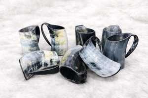 Tasse en corne naturelle de qualité supérieure, faite à la main, avec motif de grain unique, pour collectionneurs vikings, décoration médiévale - Product Image 6