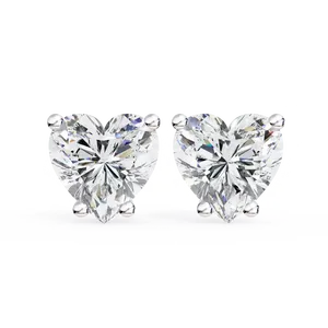 Pendientes solitarios de diamante cultivado en laboratorio con corte de corazón de 1 quilate, oro macizo de 18 quilates, joyería fina para mujer, par de pendientes con cierre de poste. - Product Image 3