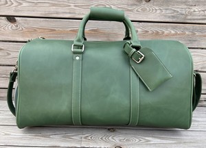 All Weather Waterproof Duffle <b>Bag</b> Heavy Duty Gym Sports Travel <b>Bag</b> With Classic <b>Tan</b> Leather Finish And Top Handle - Product Image 2
