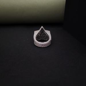 Anillo de cóctel de lujo con forma de estrella, engaste pavé de diamantes, plata 925, joyería unisex para fiestas - Product Image 3