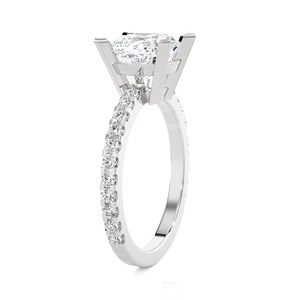 4CT <b>Cushion</b> Cut Lab Grown Diamond Ring Yellow Gold Hidden Halo Engagement Ring - Product Image 6