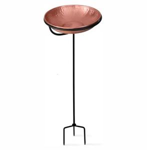 Meilleur Bain d'oiseaux élégant et respectueux des oiseaux pour jardin, en métal, bol en cuivre avec support en fer, couleur noire, fait main - Product Image 1