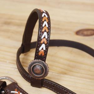 Conjunto de cabezada de una oreja y correa de pecho ajustable de cuero genuino, accesorios ecuestres occidentales con revestimiento de pelo de vaca - Product Image 3
