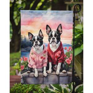 Boston Terrier Two Hearts Multicolor <b>Garden</b> <b>Flag</b> Patio Artwork Yard Flower Beds Decorative Mailbox Banner <b>Garden</b> Size - Product Image 3