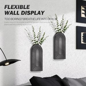 Set di 2 Vasi da Parete Moderni in Legno di Pino Rustico, Decorazione Boho per la Casa, Fioriere Intelligenti per Piante da Interno, Decorazione da Parete Sospesa C - Product Image 6