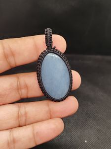 Collier en macramé fait main, chaîne réglable, goutte d'eau vintage, jaspe Anjelite, bijoux tressés bohèmes - Product Image 3