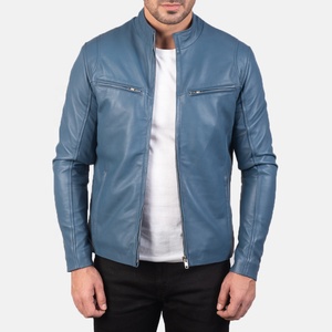 Chaqueta de Cuero de Oveja de Primera Calidad para Hombre, Estilo Bomber, Cuello Alto, Invierno 2025, con Logotipo Frontal, Estilo Moto y Biker - Product Image 2