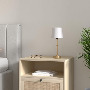 Classic Gold Metal <b>LED</b> <b>Table</b> Lamp Slim Modern Fabric Shade <b>Bedside</b> Light for Hotel Restaurant Office Desktop Home Decor - Product Image 4