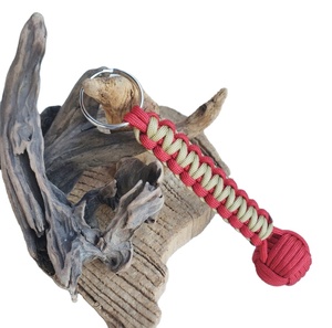 Porte-clés Paracord en or avec poing de singe couvert de roulement à billes en acier inoxydable-4.5 "de long-Porte-clés corde de marin fait à la main-Nauti - Product Image 1