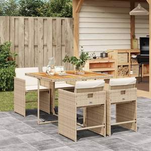 Juego de 4 Muebles de Jardín Plegables Compactos de Ratán Sintético PE Beige para Patio - Product Image 1