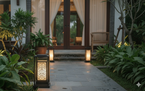 Modern Square Outdoor Decorative Wall Sconce Minimalist Courtyard Villa <b>Lighting</b> AC 200V E27 IP65 Stainless Steel Black - Product Image 4