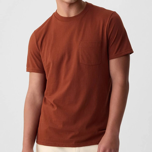 Men's Pocket T-<b>Shirt</b> <b>100</b>% <b>Polyester</b> Front Logo Custom Short Sleeve Breathable Quick Dry Casual - Product Image 1